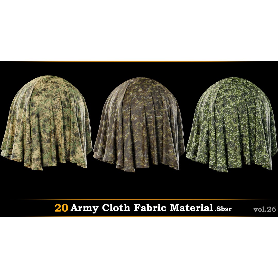 Army Cloth Fabric Material 3D Model – PBR Textures, SBSAR Files - View 5