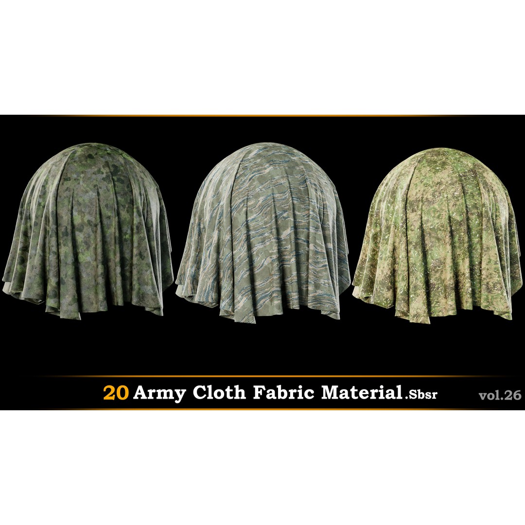 Army Cloth Fabric Material 3D Model – PBR Textures, SBSAR Files - View 6