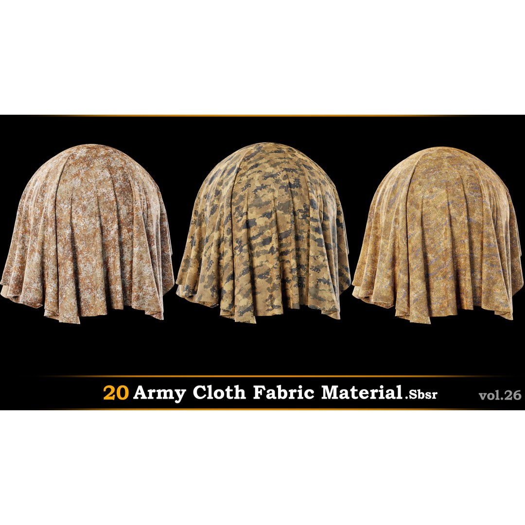 Army Cloth Fabric Material 3D Model – PBR Textures, SBSAR Files - View 7
