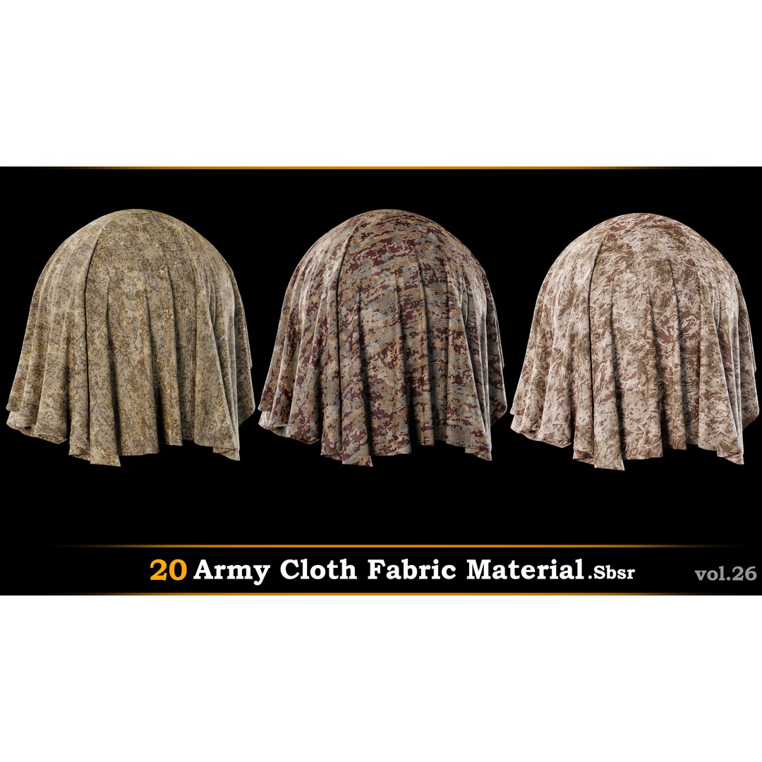 Army Cloth Fabric Material 3D Model – PBR Textures, SBSAR Files - View 8