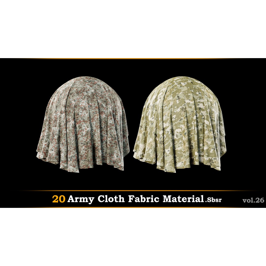 Army Cloth Fabric Material 3D Model – PBR Textures, SBSAR Files - View 9