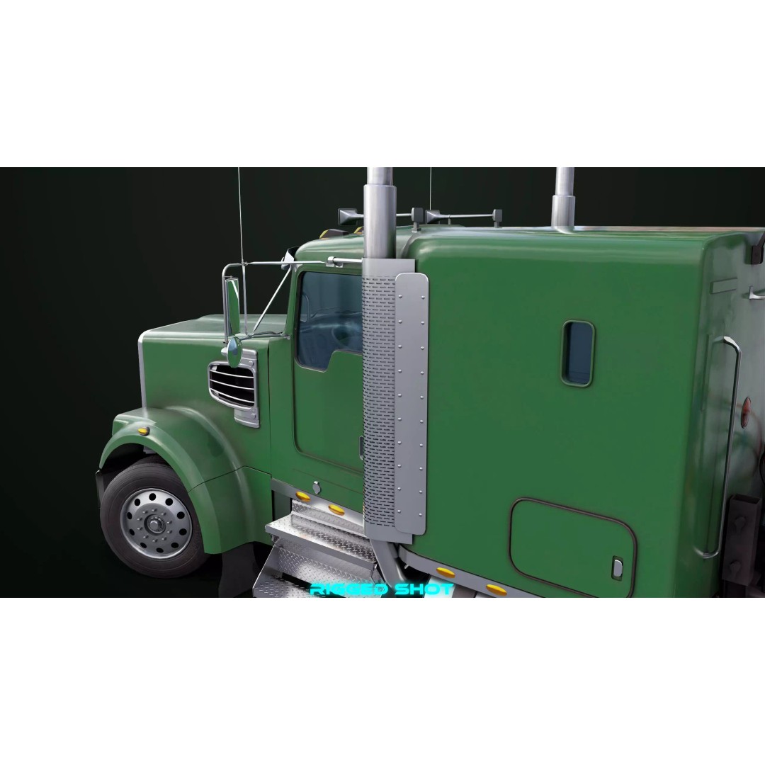 Heavy Truck 3D Model – Low Poly Rigged Log Trailer with PBR Textures - View 13