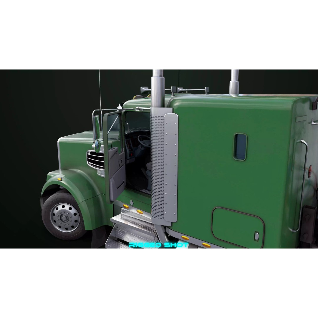 Heavy Truck 3D Model – Low Poly Rigged Log Trailer with PBR Textures - View 14