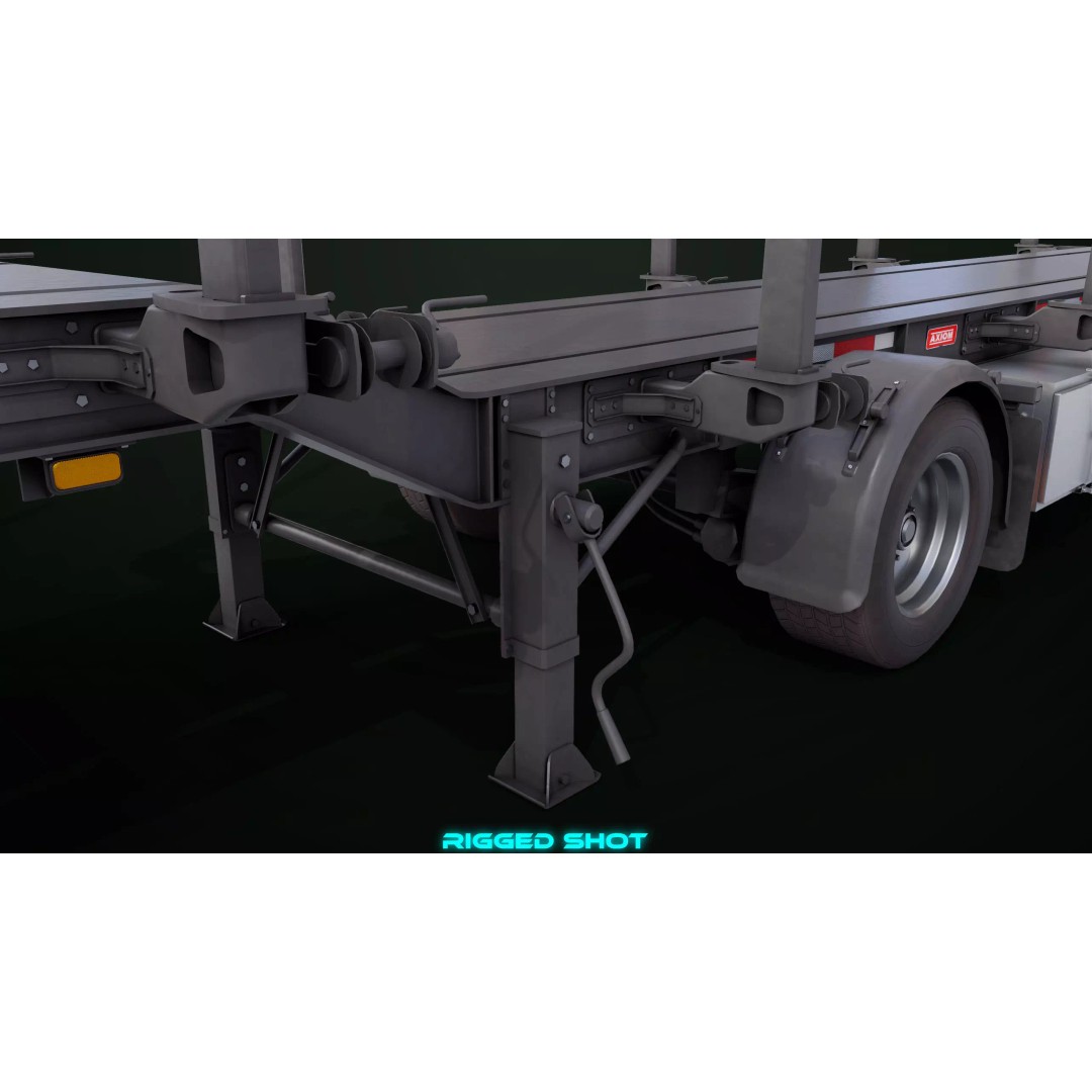 Heavy Truck 3D Model – Low Poly Rigged Log Trailer with PBR Textures - View 19