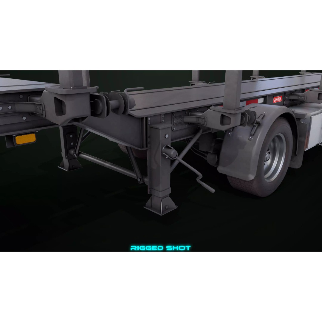 Heavy Truck 3D Model – Low Poly Rigged Log Trailer with PBR Textures - View 20