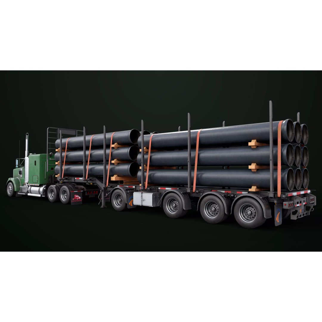 Heavy Truck 3D Model – Low Poly Rigged Log Trailer with PBR Textures - View 28