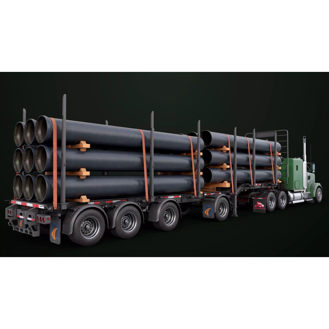 Heavy Truck 3D Model – Low Poly Rigged Log Trailer with PBR Textures - View 46