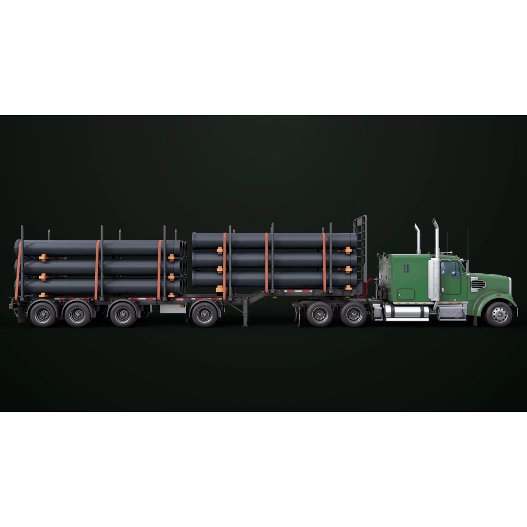 Heavy Truck 3D Model – Low Poly Rigged Log Trailer with PBR Textures - View 47