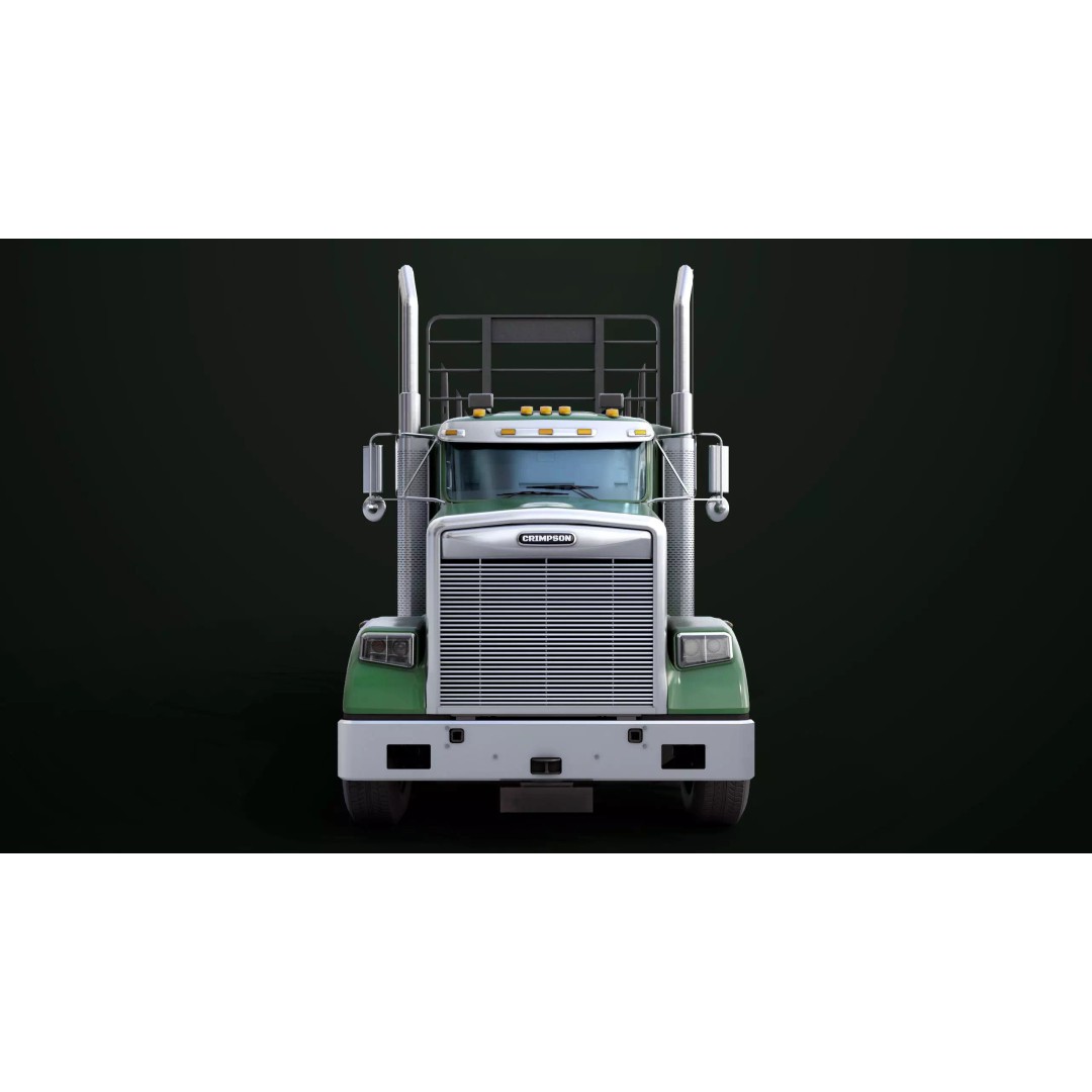 Heavy Truck 3D Model – Low Poly Rigged Log Trailer with PBR Textures - View 48