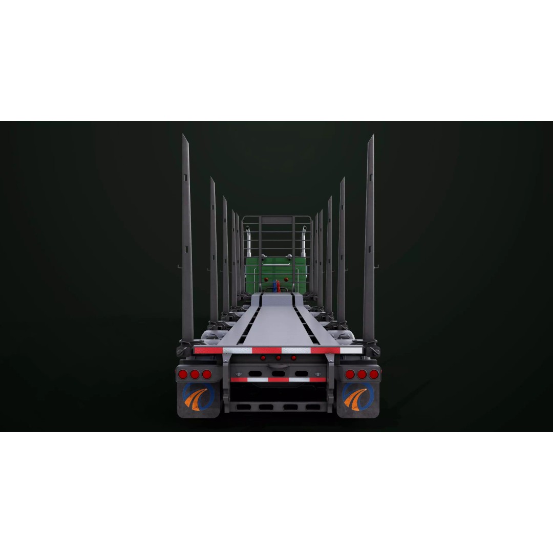 Heavy Truck 3D Model – Low Poly Rigged Log Trailer with PBR Textures - View 49