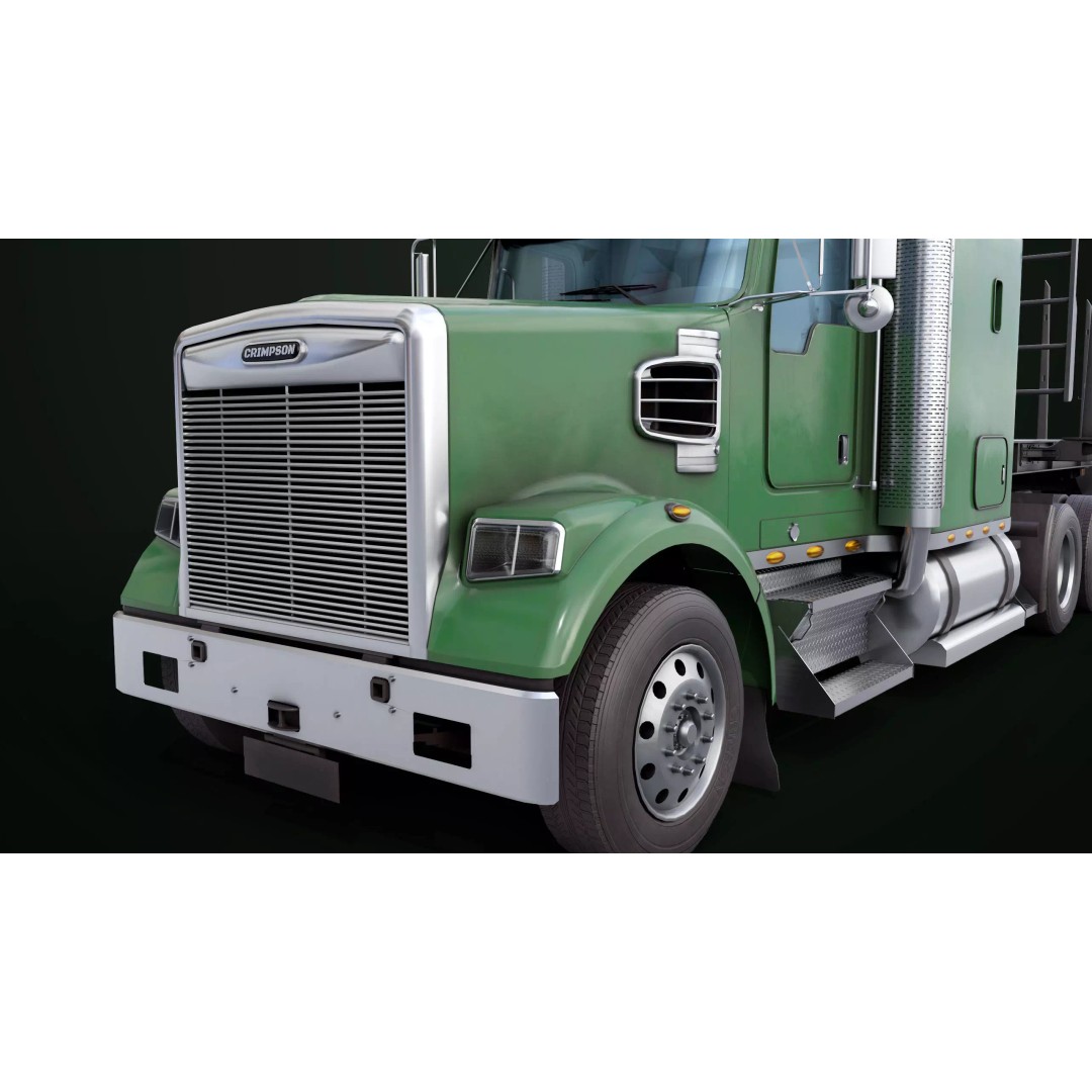 Heavy Truck 3D Model – Low Poly Rigged Log Trailer with PBR Textures - View 50
