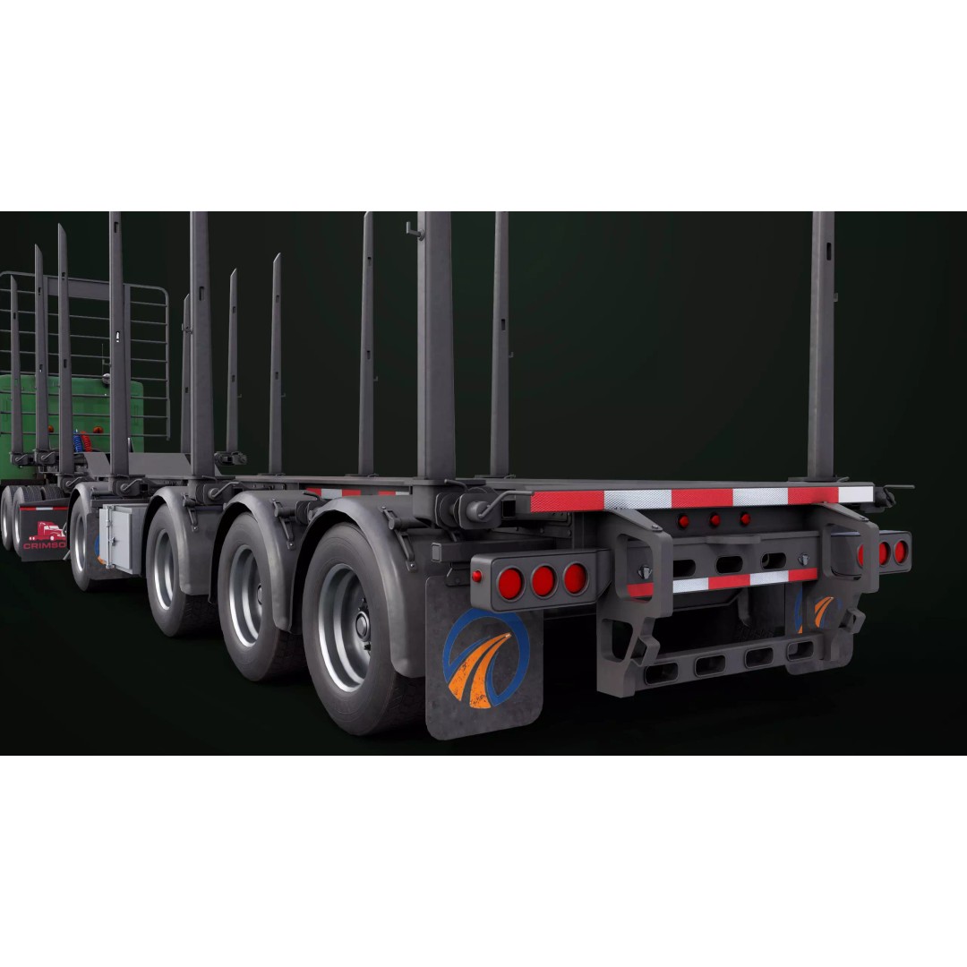 Heavy Truck 3D Model – Low Poly Rigged Log Trailer with PBR Textures - View 53