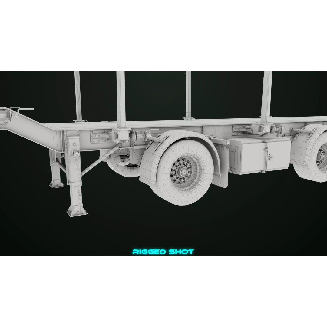 Heavy Truck 3D Model – Low Poly Rigged Log Trailer with PBR Textures - View 91