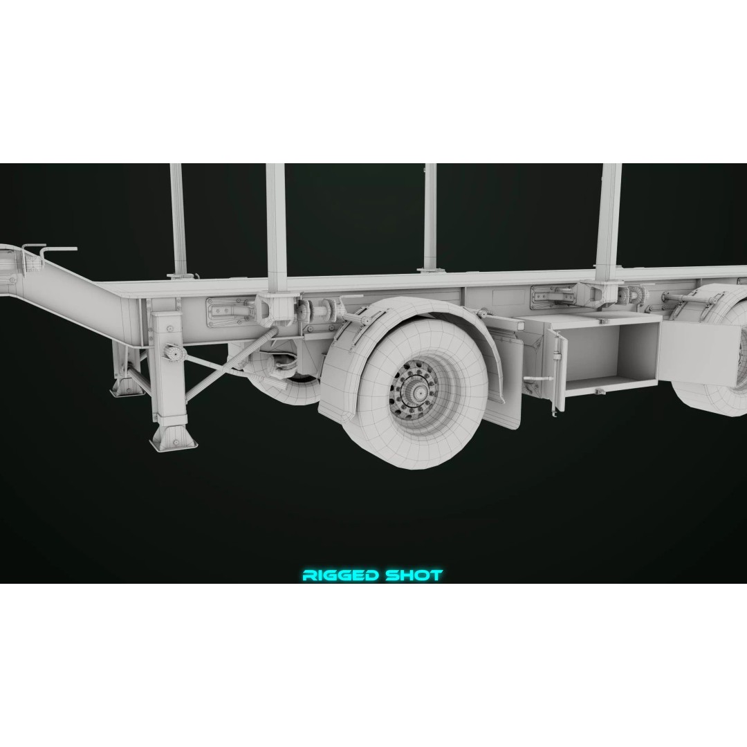 Heavy Truck 3D Model – Low Poly Rigged Log Trailer with PBR Textures - View 92
