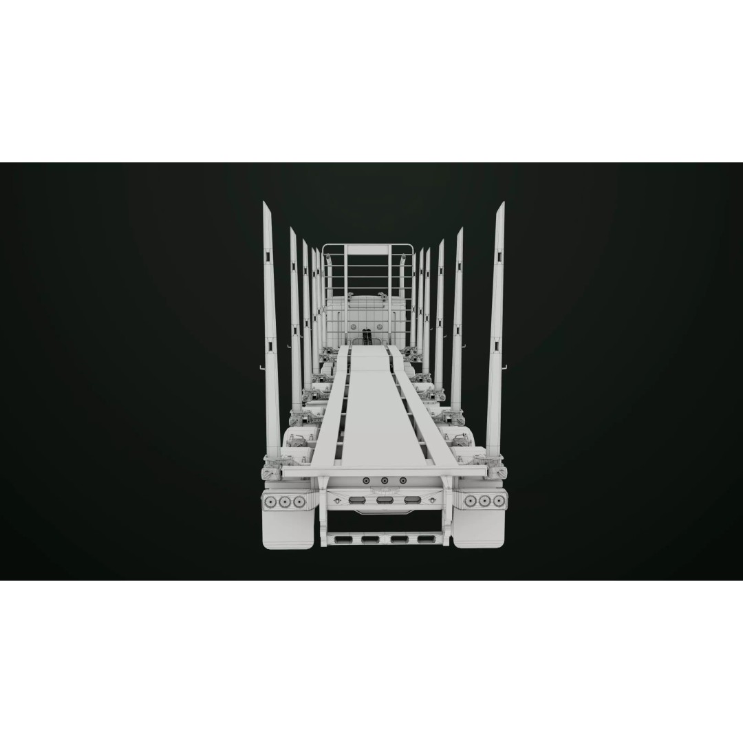 Heavy Truck 3D Model – Low Poly Rigged Log Trailer with PBR Textures - View 93