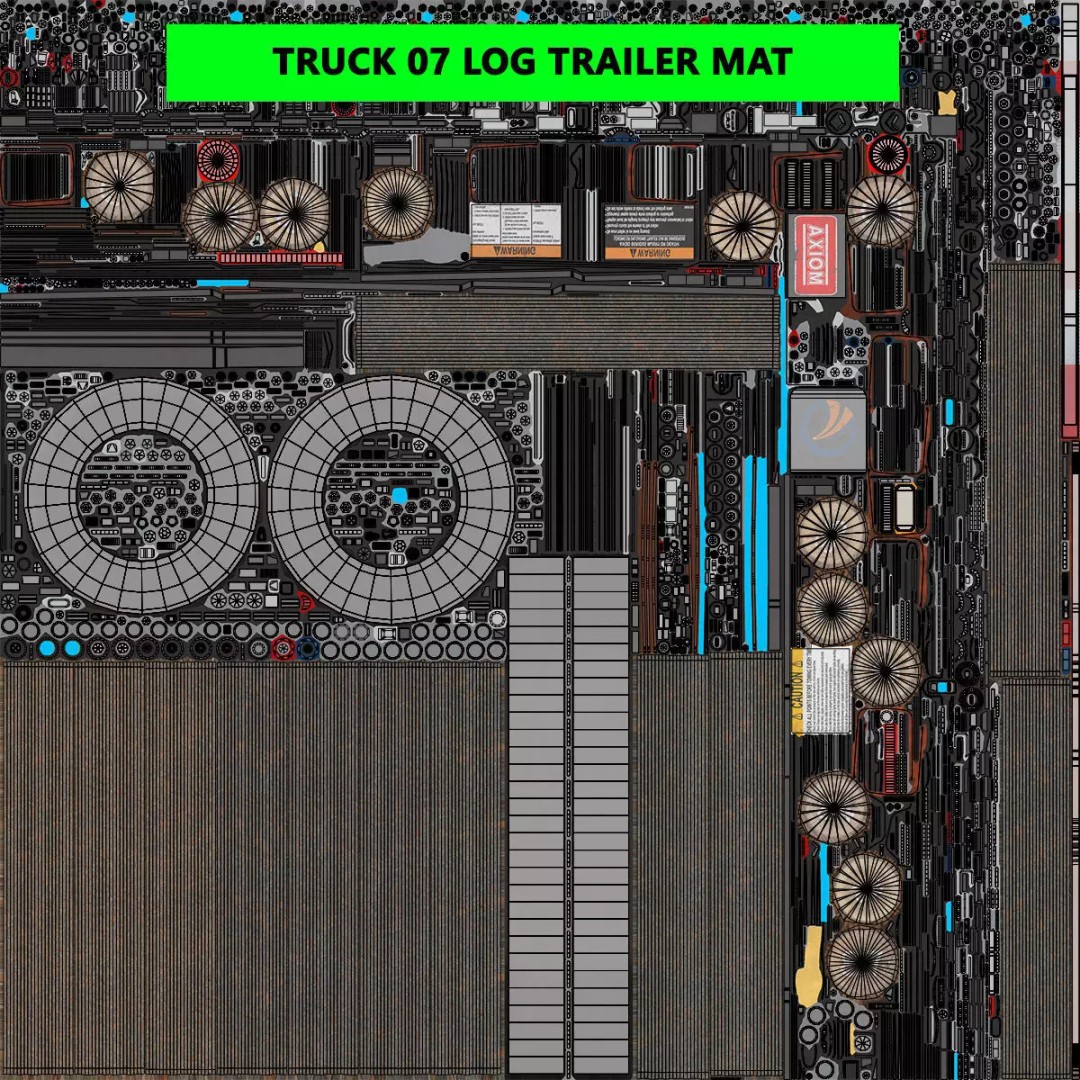 Heavy Truck 3D Model – Low Poly Rigged Log Trailer with PBR Textures - View 96