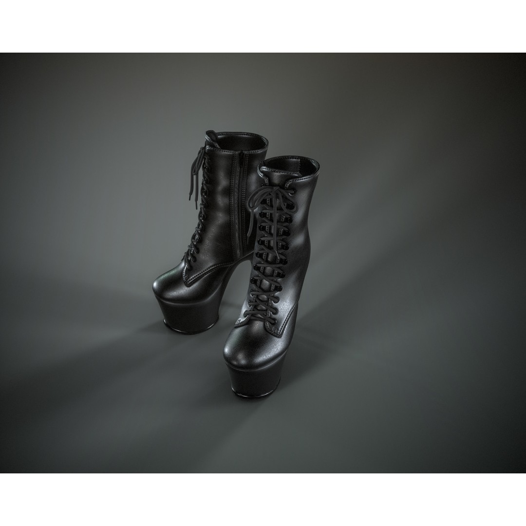 Stiletto Ankle Boots 3D Model – Low Poly Game Asset, PBR Textures - View 15