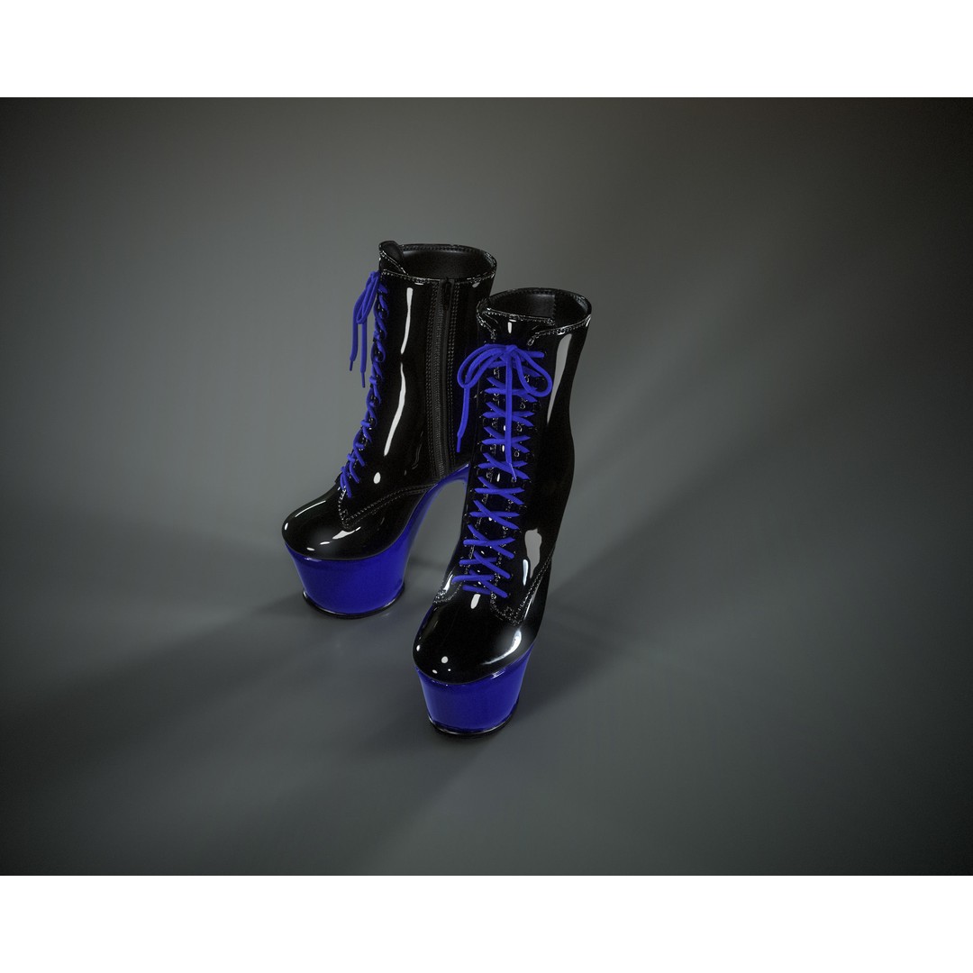 Stiletto Ankle Boots 3D Model – Low Poly Game Asset, PBR Textures - View 9