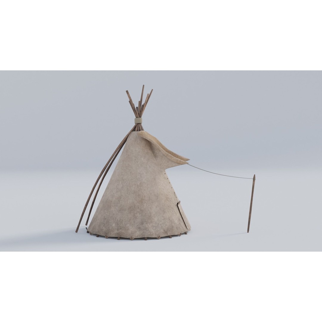 Teepee 3D Model – Low Poly Game Asset, 4K Textures, FBX
