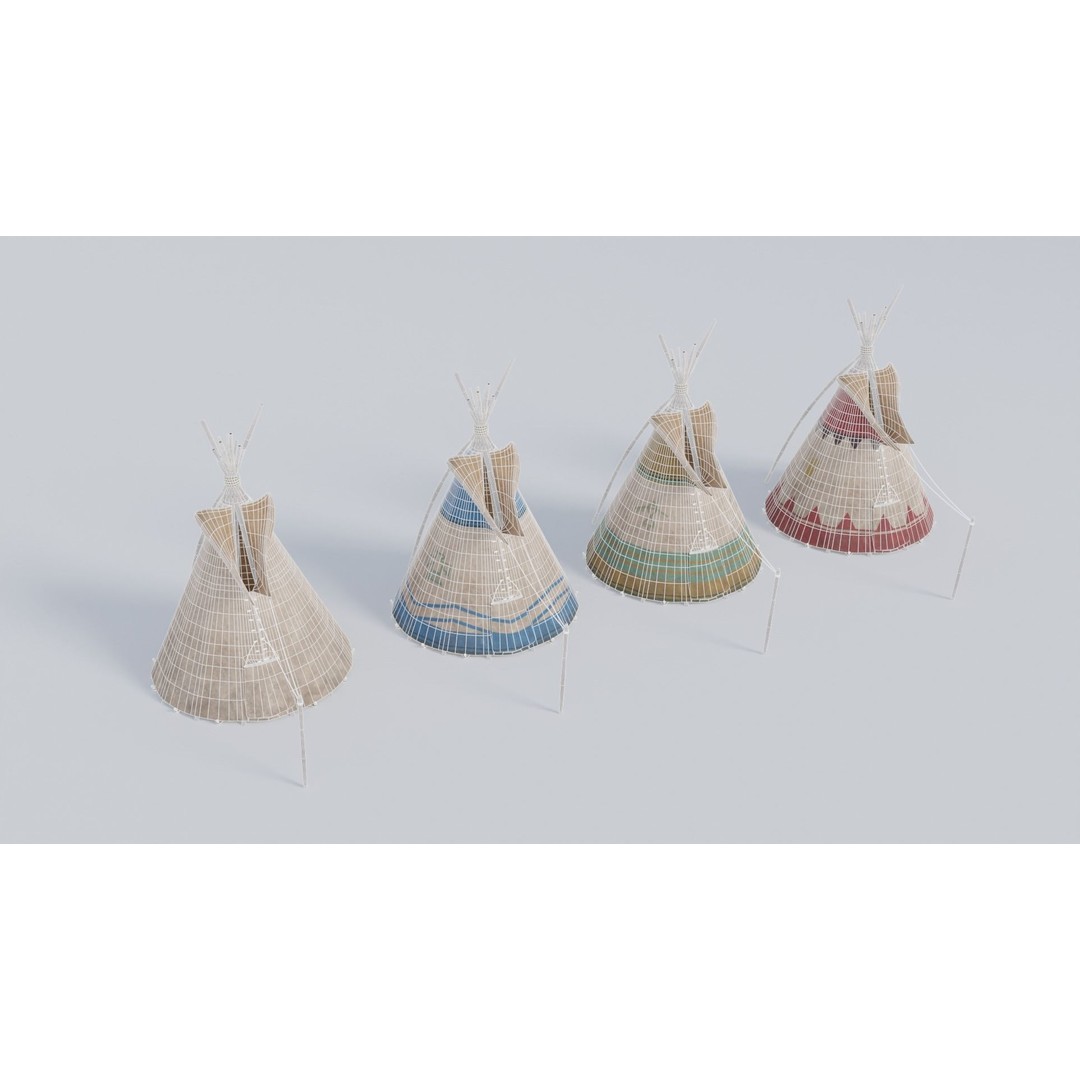 Teepee 3D Model – Low Poly Game Asset, 4K Textures, FBX - View 3