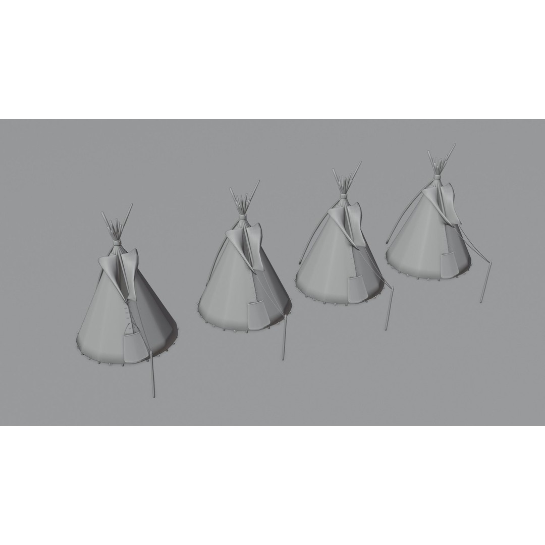 Teepee 3D Model – Low Poly Game Asset, 4K Textures, FBX - View 4