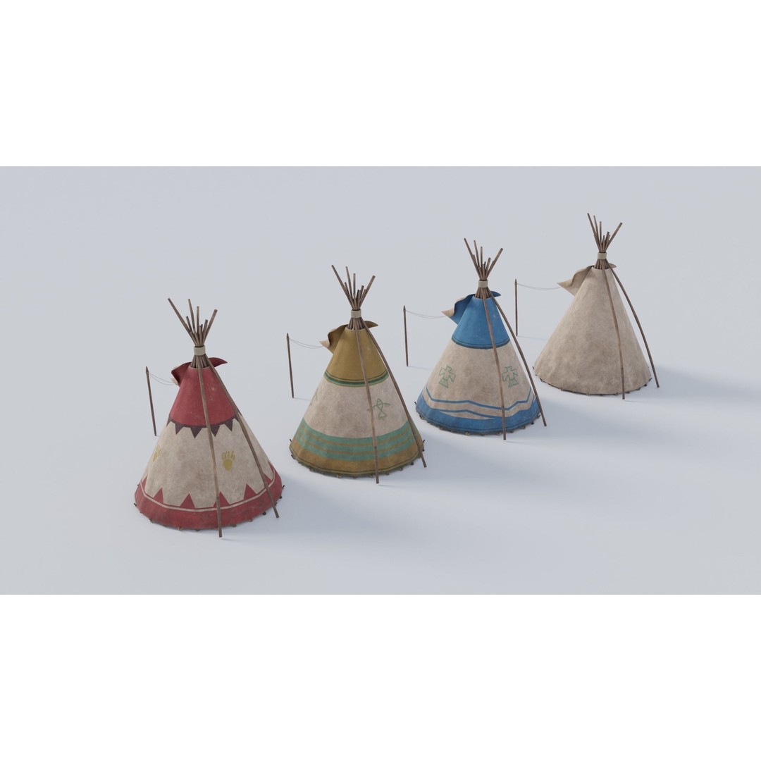 Teepee 3D Model – Low Poly Game Asset, 4K Textures, FBX - View 5