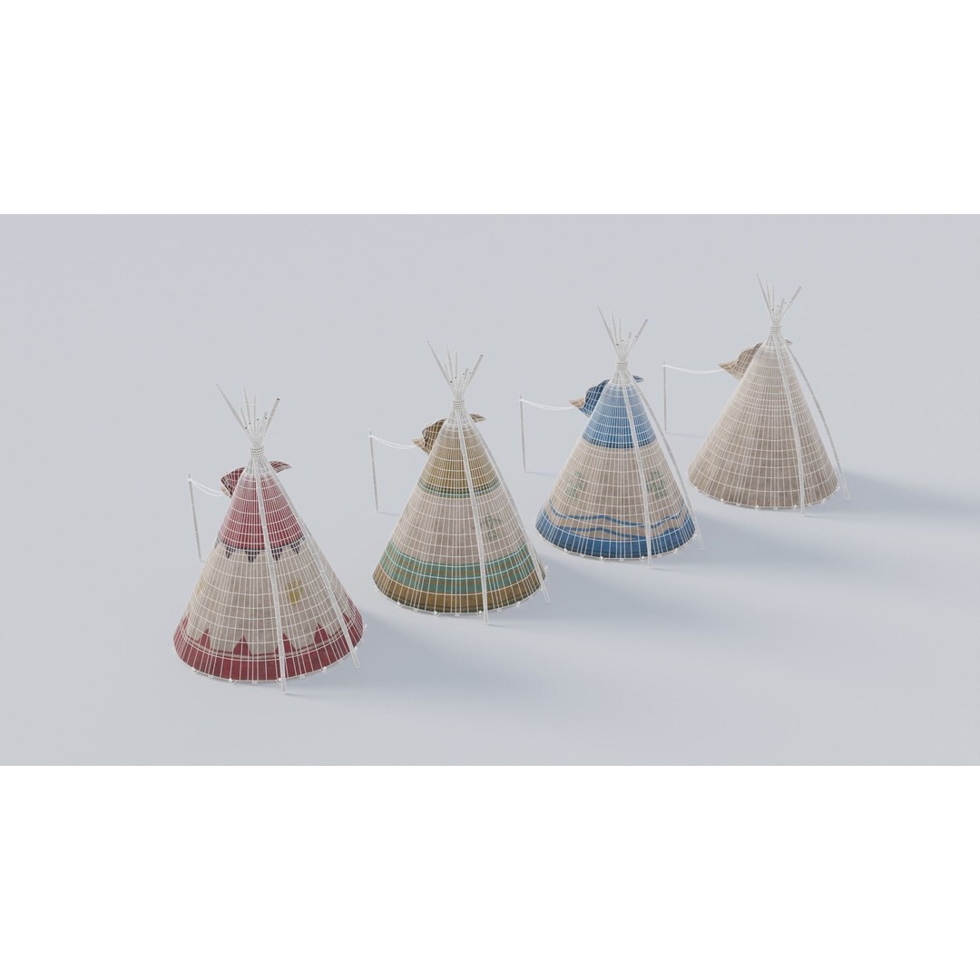 Teepee 3D Model – Low Poly Game Asset, 4K Textures, FBX - View 6