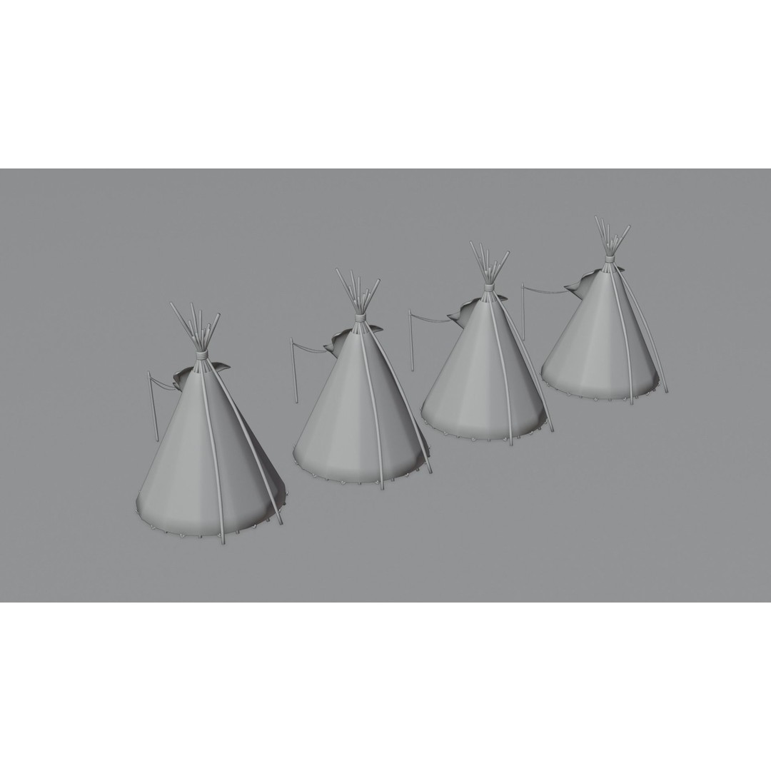 Teepee 3D Model – Low Poly Game Asset, 4K Textures, FBX - View 7