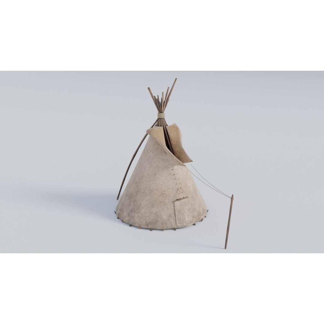 Teepee 3D Model – Low Poly Game Asset, 4K Textures, FBX - View 8