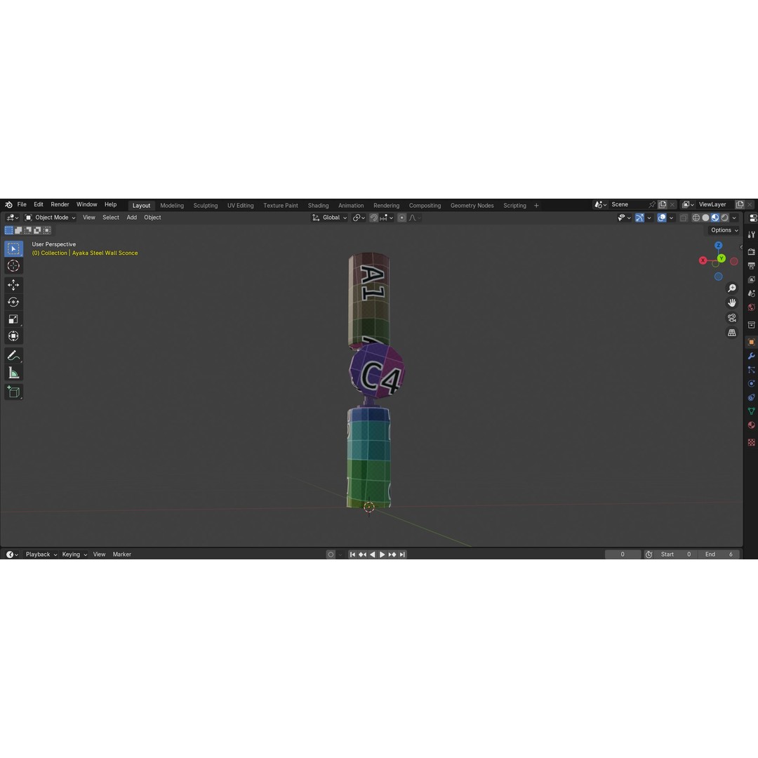 Ayaka Steel Wall Sconce 3D Model – Low Poly Lighting Fixture, FBX - View 18