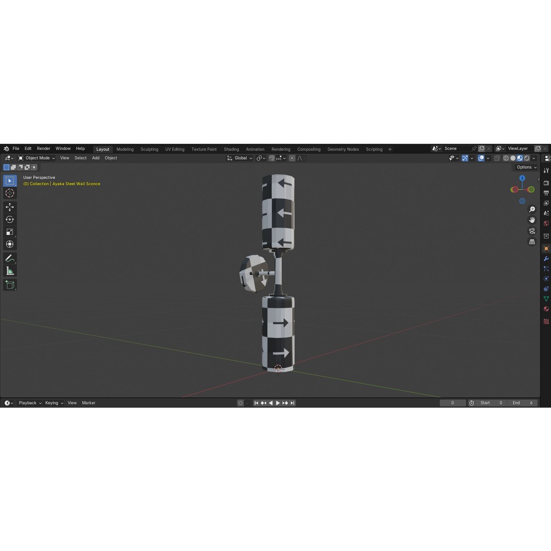 Ayaka Steel Wall Sconce 3D Model – Low Poly Lighting Fixture, FBX - View 23