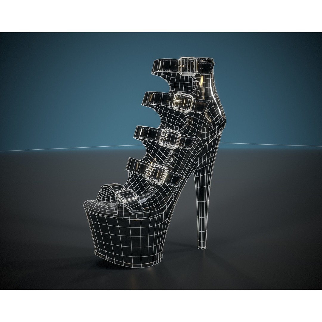 Stiletto Platform Shoes 3D Model – Low Poly Game Asset, FBX, PBR Textures