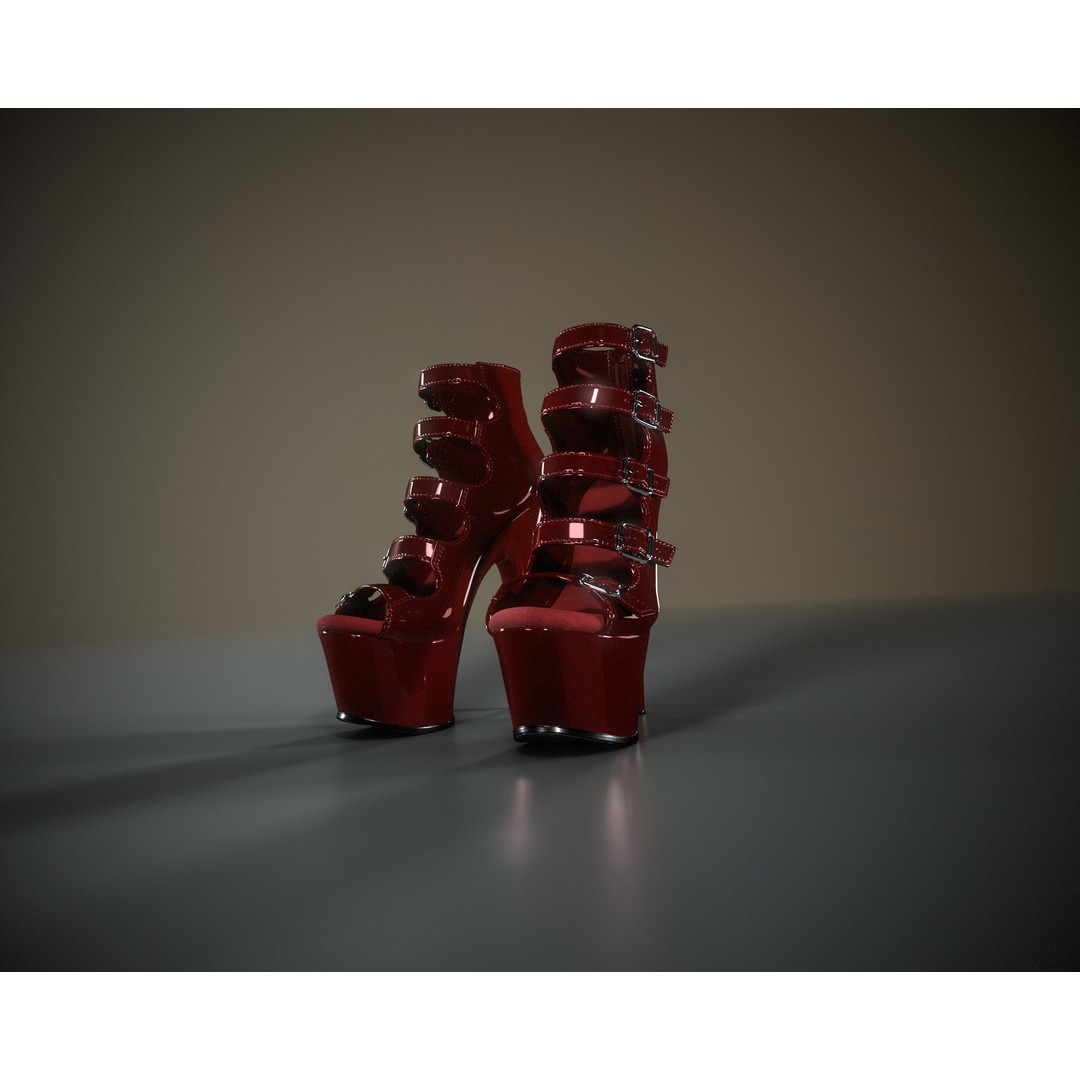 Stiletto Platform Shoes 3D Model – Low Poly Game Asset, FBX, PBR Textures - View 13
