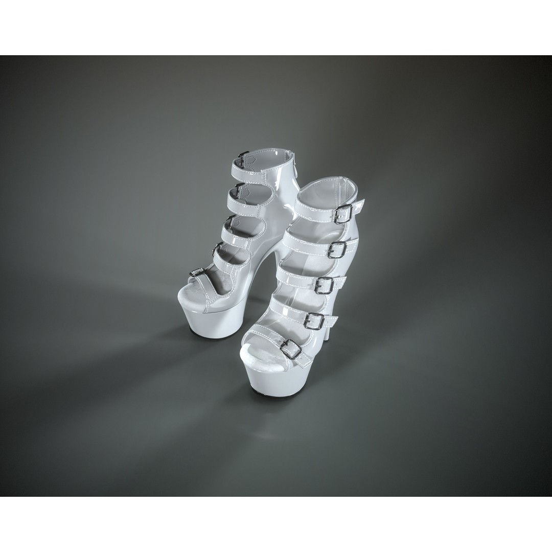 Stiletto Platform Shoes 3D Model – Low Poly Game Asset, FBX, PBR Textures - View 19