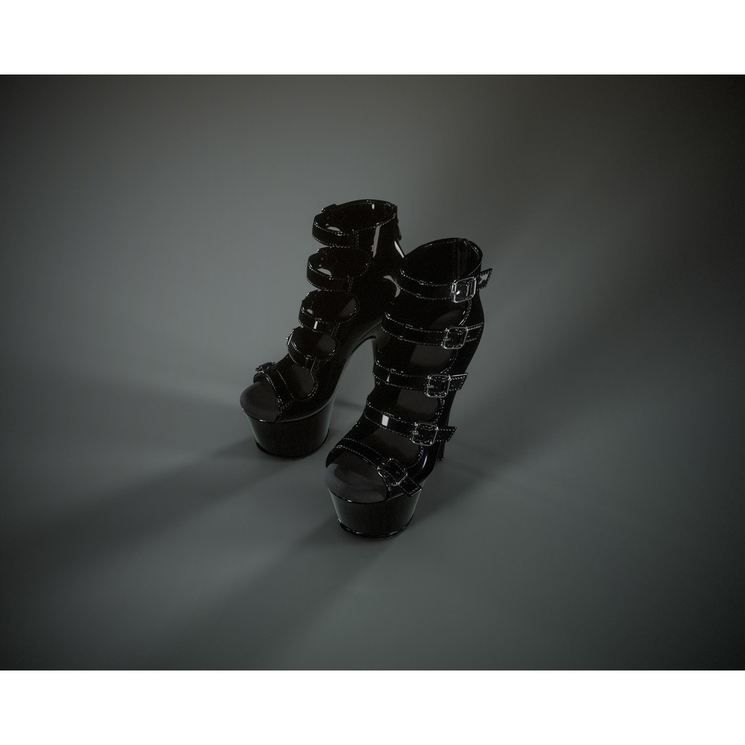 Stiletto Platform Shoes 3D Model – Low Poly Game Asset, FBX, PBR Textures - View 4