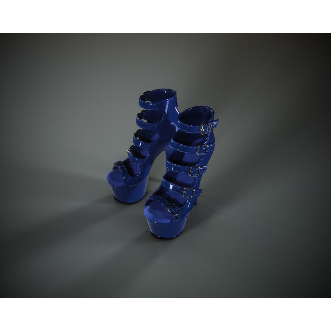 Stiletto Platform Shoes 3D Model – Low Poly Game Asset, FBX, PBR Textures - View 9
