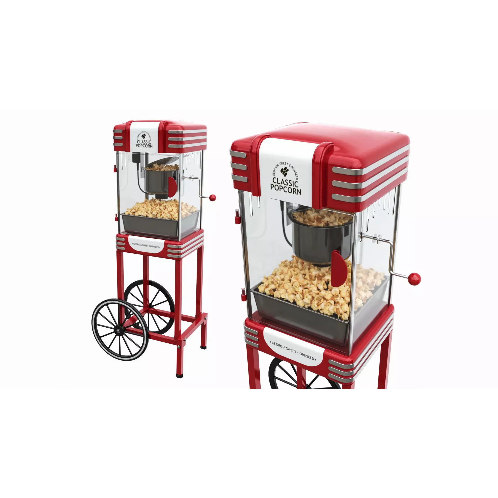Popcorn Vintage Cart on Wheels - Game-Ready 3D Model - View 2