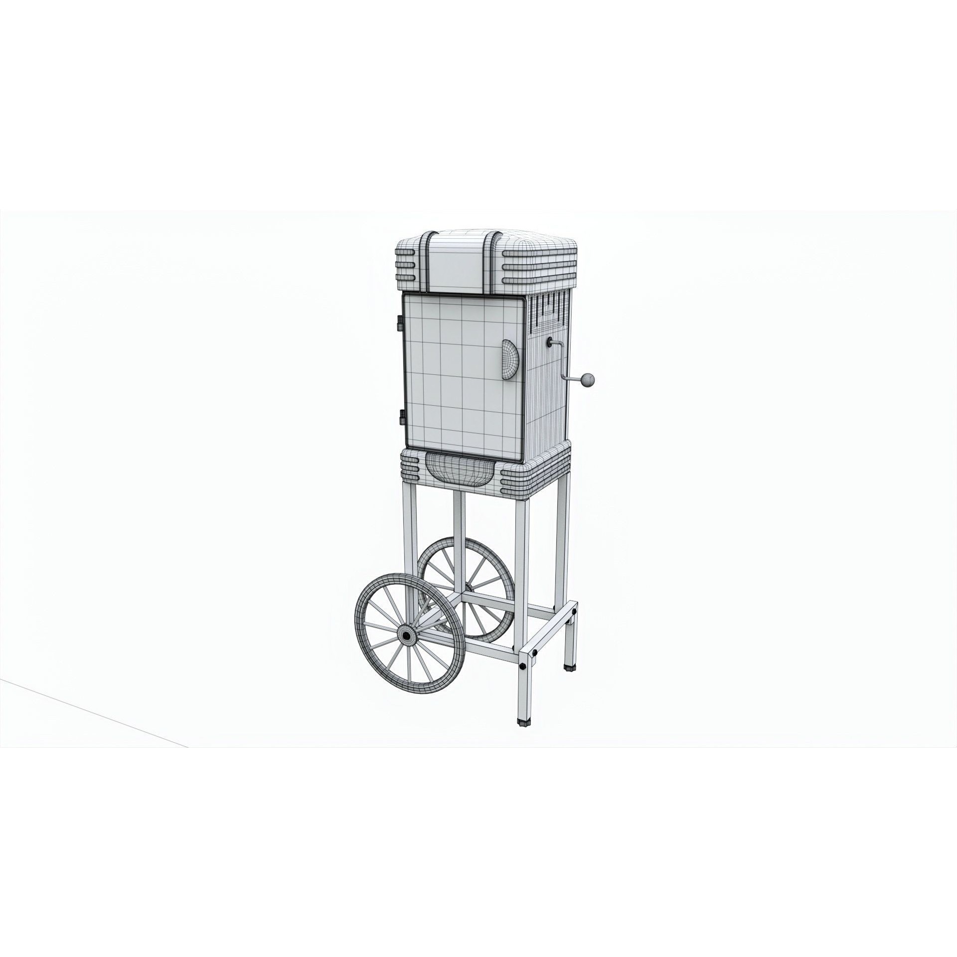 Popcorn Vintage Cart on Wheels - Game-Ready 3D Model - View 8
