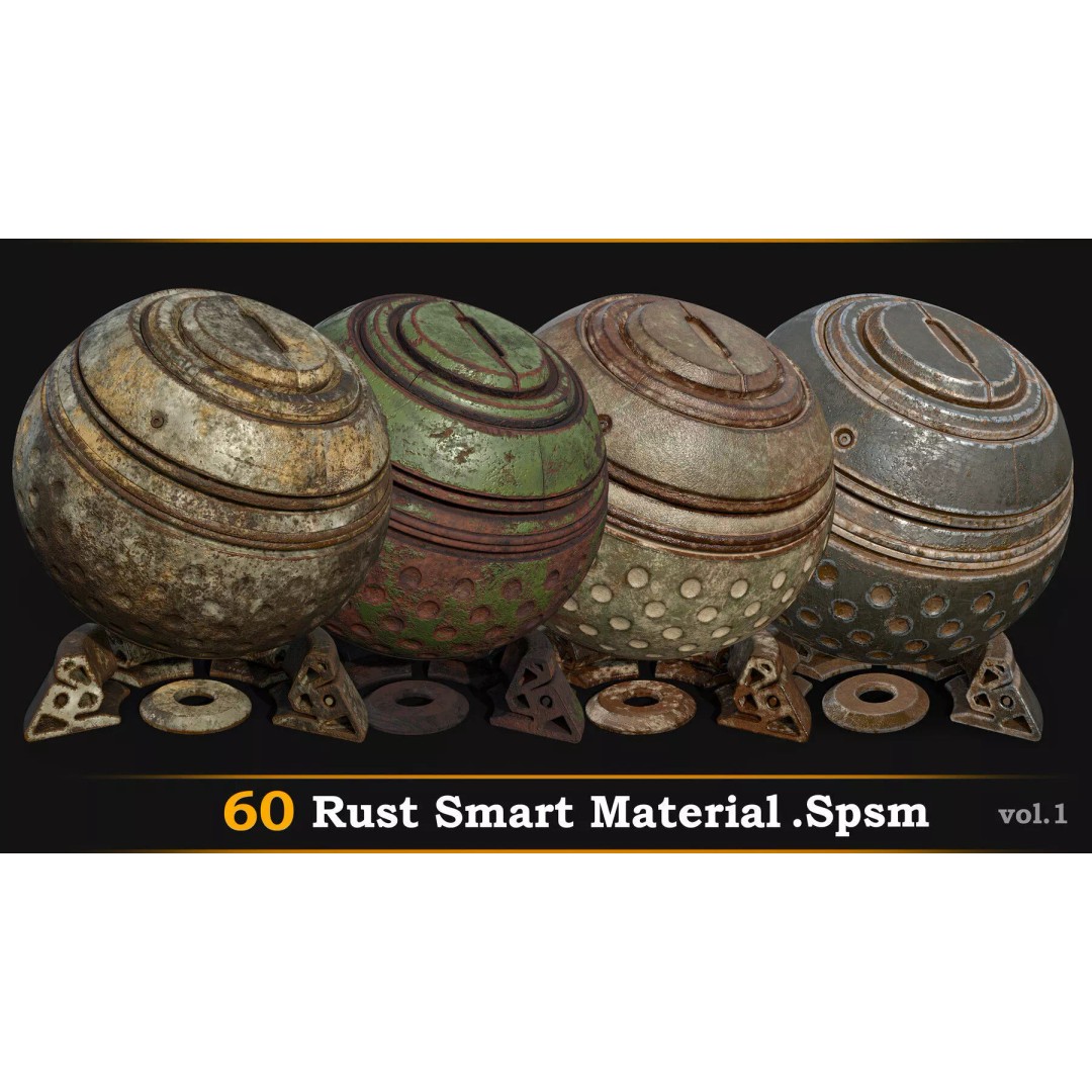 Rust Smart Material 3D Model – High Quality PBR Textures, SPSM - View 2
