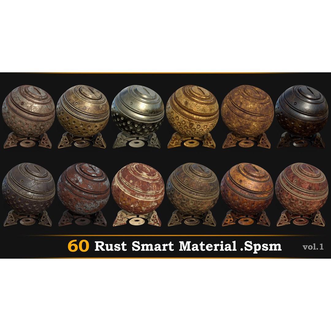 Rust Smart Material 3D Model – High Quality PBR Textures, SPSM - View 3