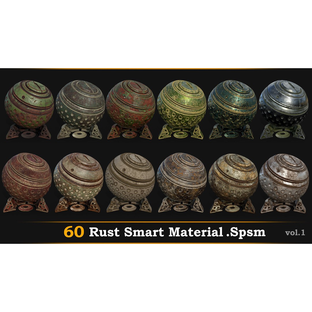 Rust Smart Material 3D Model – High Quality PBR Textures, SPSM - View 4