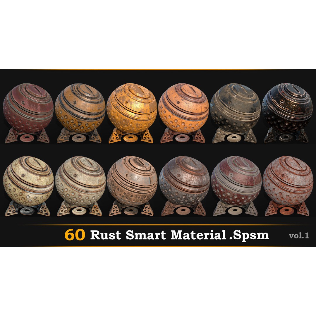 Rust Smart Material 3D Model – High Quality PBR Textures, SPSM - View 5