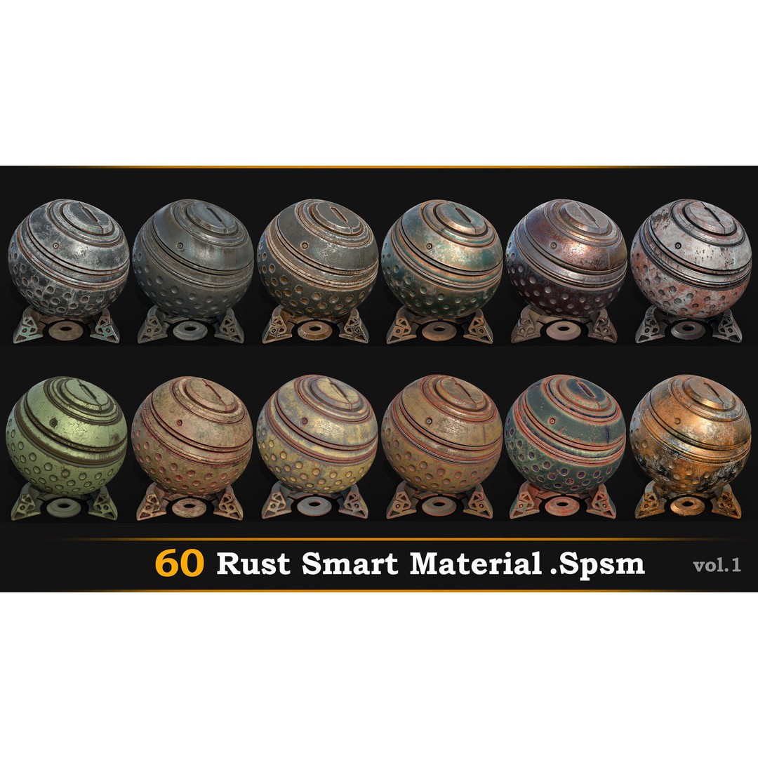 Rust Smart Material 3D Model – High Quality PBR Textures, SPSM - View 6
