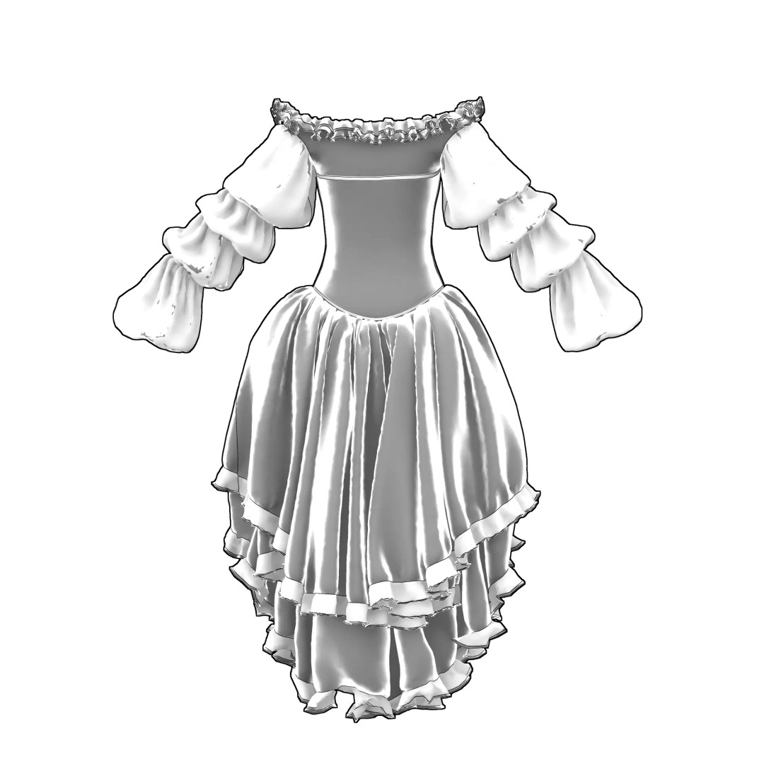 Emerald Rose Victorian Dress 3D Model – Elegant Historical Gown, PBR Ready - View 13