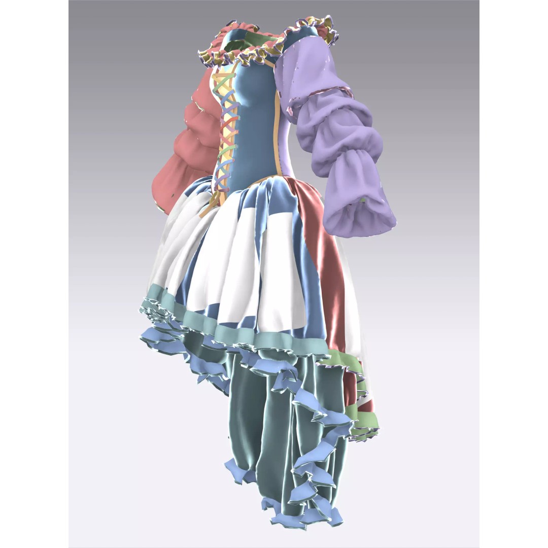 Emerald Rose Victorian Dress 3D Model – Elegant Historical Gown, PBR Ready - View 15