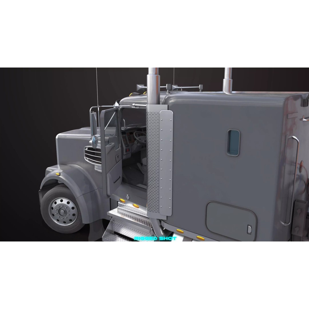 Truck 07 Log Trailer 3D Model – Low Poly PBR Game Asset, FBX - View 12