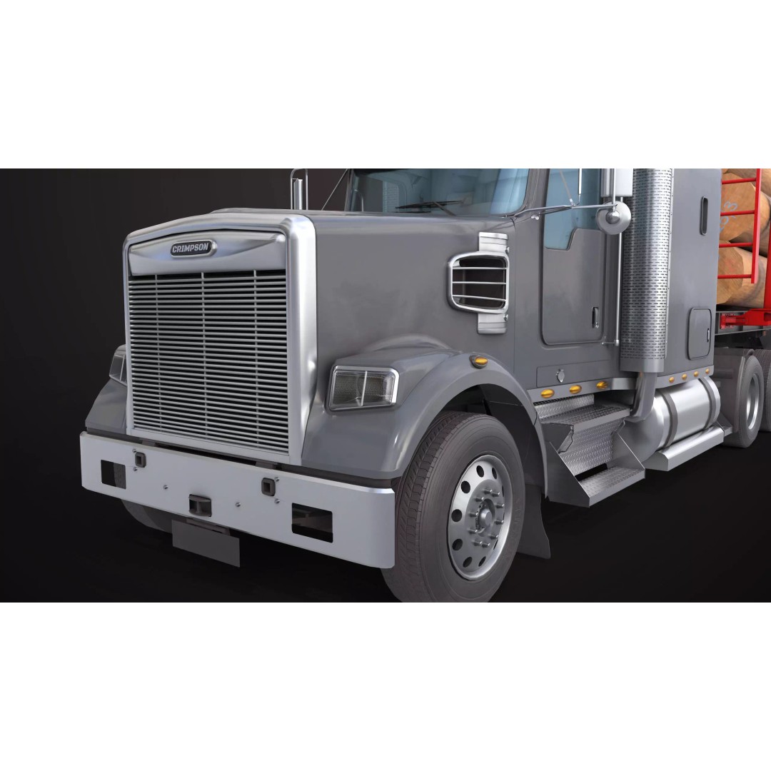 Truck 07 Log Trailer 3D Model – Low Poly PBR Game Asset, FBX - View 22