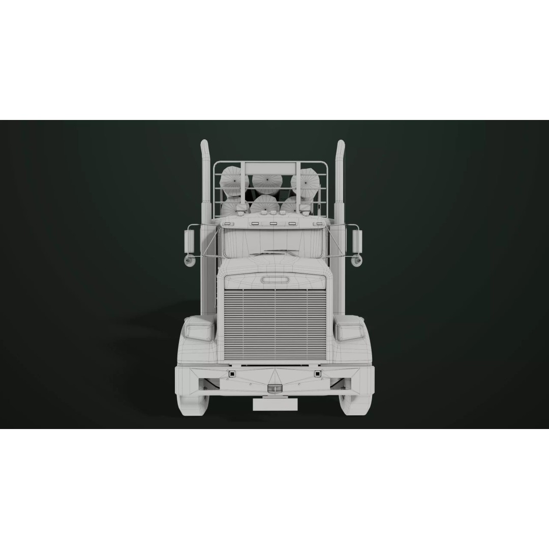 Truck 07 Log Trailer 3D Model – Low Poly PBR Game Asset, FBX - View 36