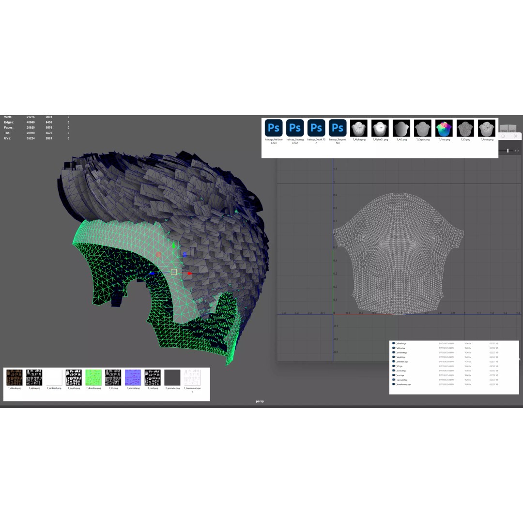 Short Crop Fade Hair 3D Model – Game Ready Low Poly Asset, FBX