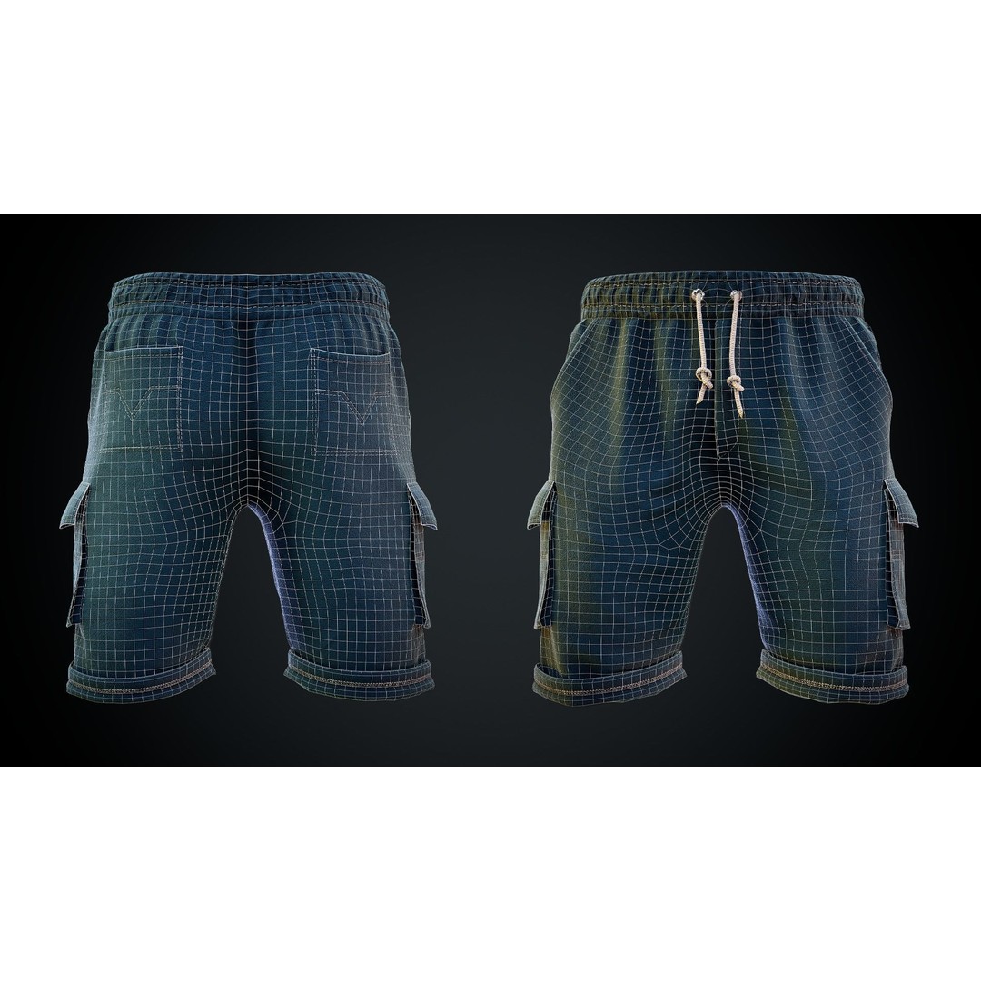 Men's Low-Poly Shorts 3D Model – PBR Textured Game Asset, FBX - View 4